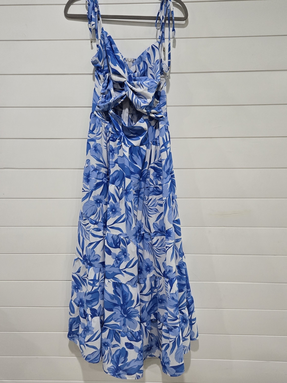 Petal And Pup Blue & White Floral Cut Out Front Smocked Back Sundress Tie Straps